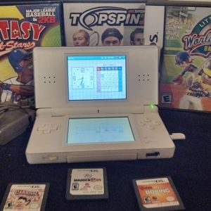 Nintendo DS White with games charger stylus